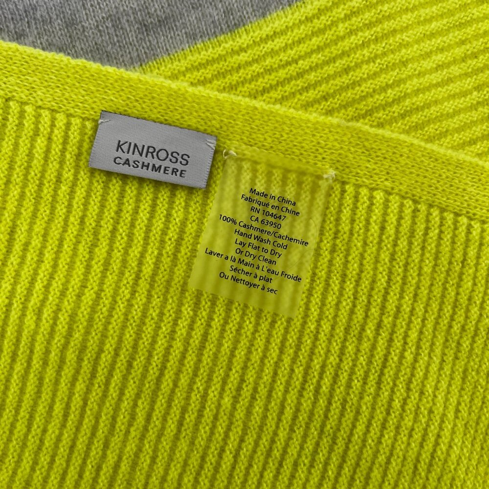 Kinross Cashmere Sweater & Wrap Set – 100% Cashmere | Gray & Vibrant Citron - Picture 5 of 7